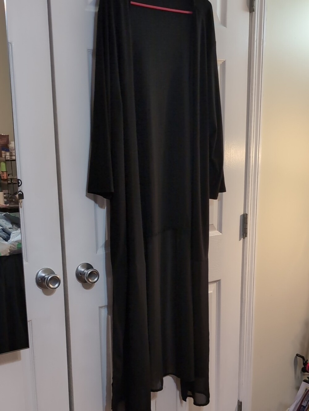 Cato Black Long Open-Front Maxi Cardigan